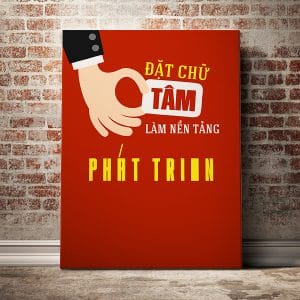 Tranh văn phòng đặt chữ tâm làm nền tảng phát triển