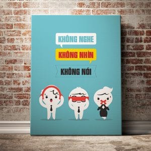Tranh văn phòng không nghe không nhìn không nói