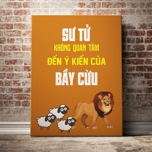 Tranh văn phòng sư tử không quan tâm đến ý kiến của bầy cừu