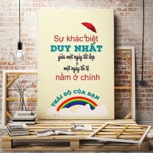 Tranh động lực sự khác biệt duy nhất giữa một ngày tốt đẹp một ngày tồi tệ nằm ở chính thái độ của bạn