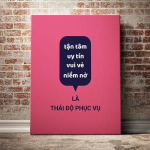 Tranh văn phòng tận tâm uy tín vui vẻ niềm nở là thái độ phục vụ