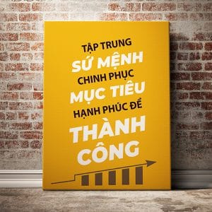 Tranh động lực tập trung sứ mệnh chinh phục mục tiêu hạnh phúc để thành công
