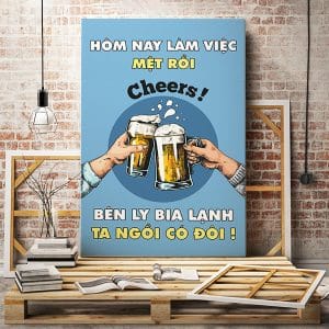 Tranh văn phòng hôm nay làm việc muộn rồi bên ly bia lạnh ta ngồi có đôi