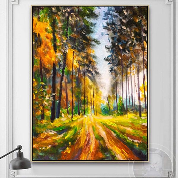 Tranh sơn dầu phong cảnh rừng cây CV01A498