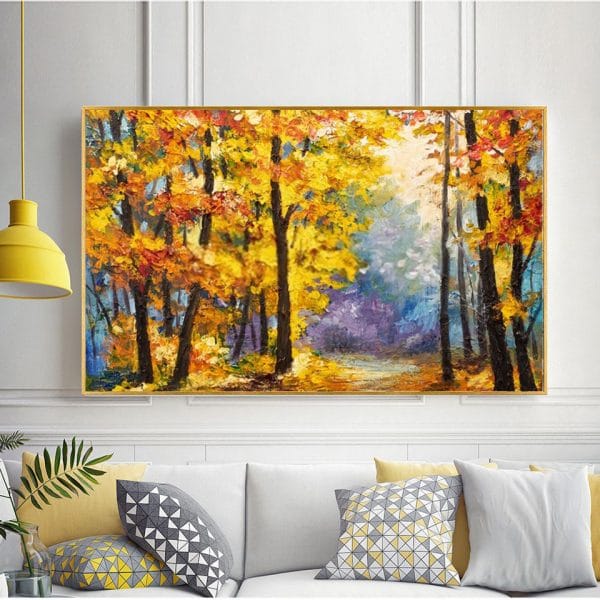 Bức tranh sơn dầu rừng cây vàng ấn tượng