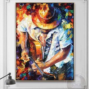 Tranh sơn dầu nghệ sĩ chơi đàn guitar CV01A549