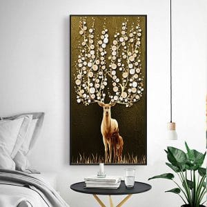 Tranh treo tường phòng khách mẹ con hươu nghệ thuật CV01A572