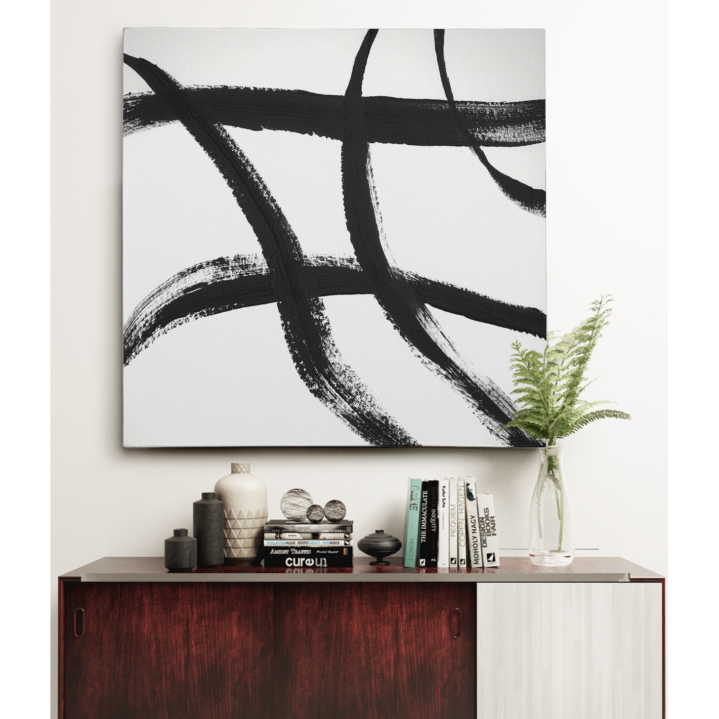 Tranh trừu tượng đen trắng OV02482