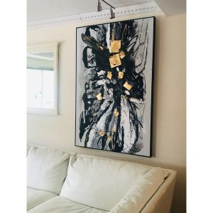 Tranh trừu tượng vàng đen OV0462
