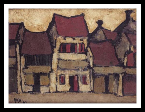 Tranh sơn dầu phố cổ bùi xuân phái mẫu số 15