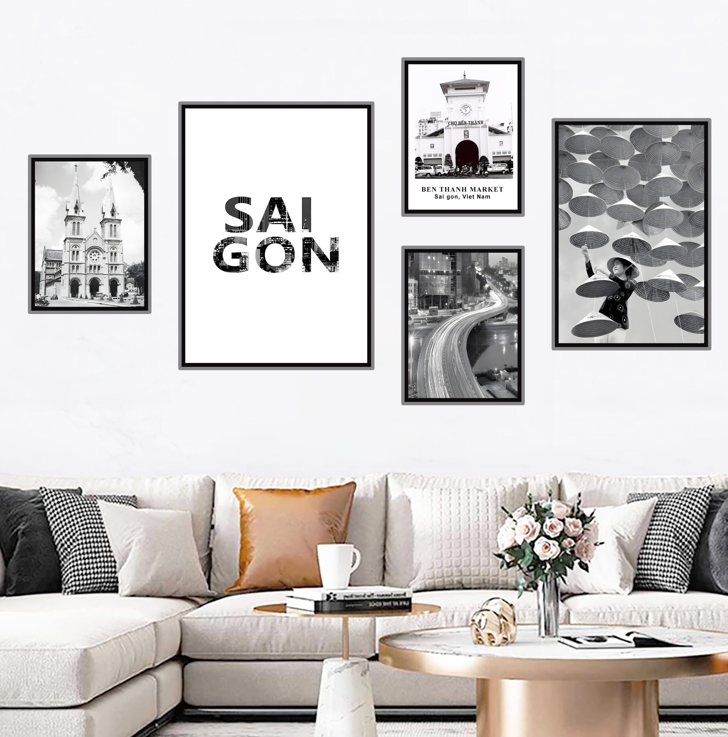 Khung tranh SÀI GÒN đen trắng PTR05002