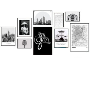 Bộ tranh Sài Gòn đen trắng hiện đại PTR0902