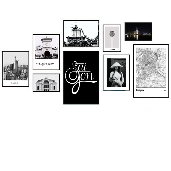 Bộ tranh Sài Gòn đen trắng hiện đại PTR0902 2 demo 09