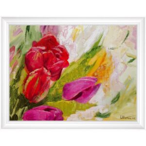 Tranh vé sơn dầu trên vải hoa tu;ip PTR0142