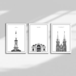 Bộ 3 tranh treo tường Sài Gòn, Hồ Chí Minh city PTR03007