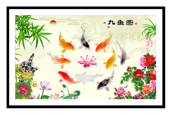 Tranh cửu ngư quần hội mã số 013