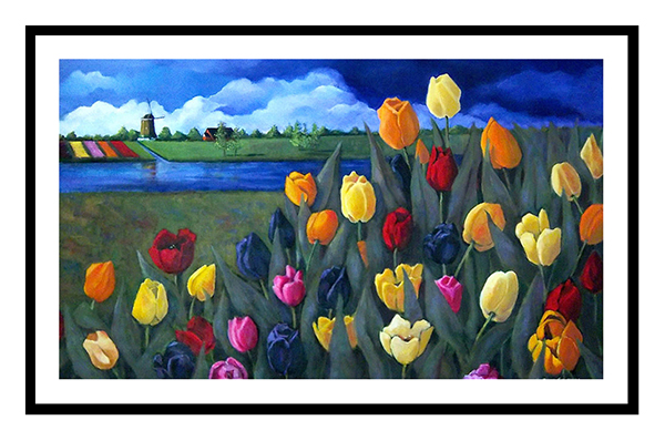 tranh cánh đồng hoa tulip đẹp mã số 010