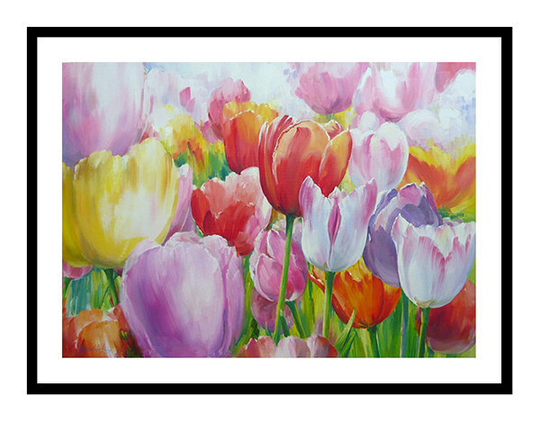tranh bó hoa tulip nhiều màu sắc mã số 004