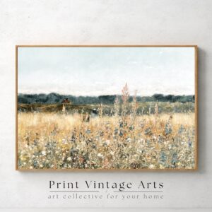 Tranh cánh đồng hoa cỏ may PTR0185