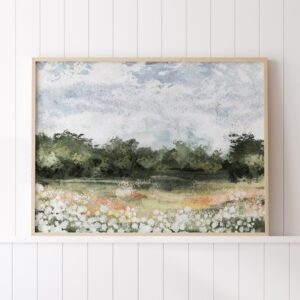 Tranh đơn tranh phong cảnh màu nước vintage đồng hoa PTR0182