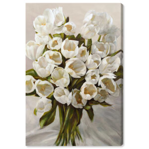 Tranh in sơn dầu bó hoa tulip trắng PTR01150