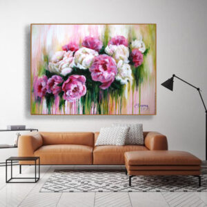 Tranh in sơn dầu trên vải những đóa hoa hồng xinh PTR01147