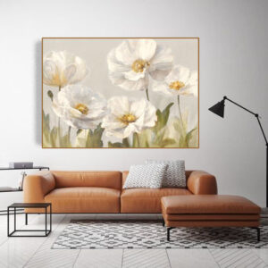 Tranh in sơn dầu hoa Poppy trắng PTR01148