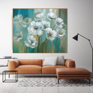 Tranh in sơn dầu trên vải hoa xanh PTR01149