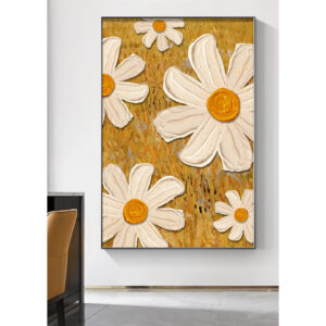 Tranh tráng gương hoa cúc họa mi vẽ TG0110