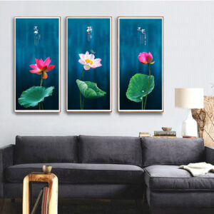 Tranh tráng gương hoa sen cao cấp TG0315