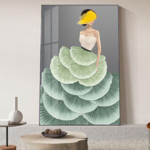 Tranh tráng gương cô gái váy xanh TG0119