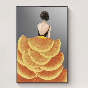 Tranh tráng gương cô gái váy vàng TG0119