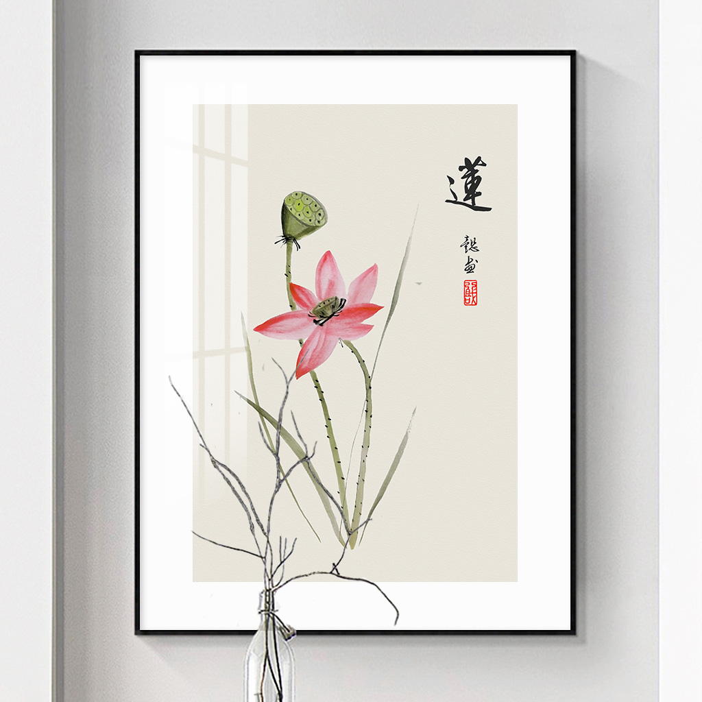 Tranh tráng gương hoa sen TG0124