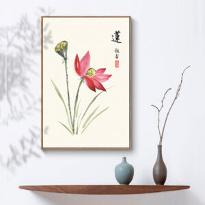 Tranh tráng gương hoa sen indochine TG0124