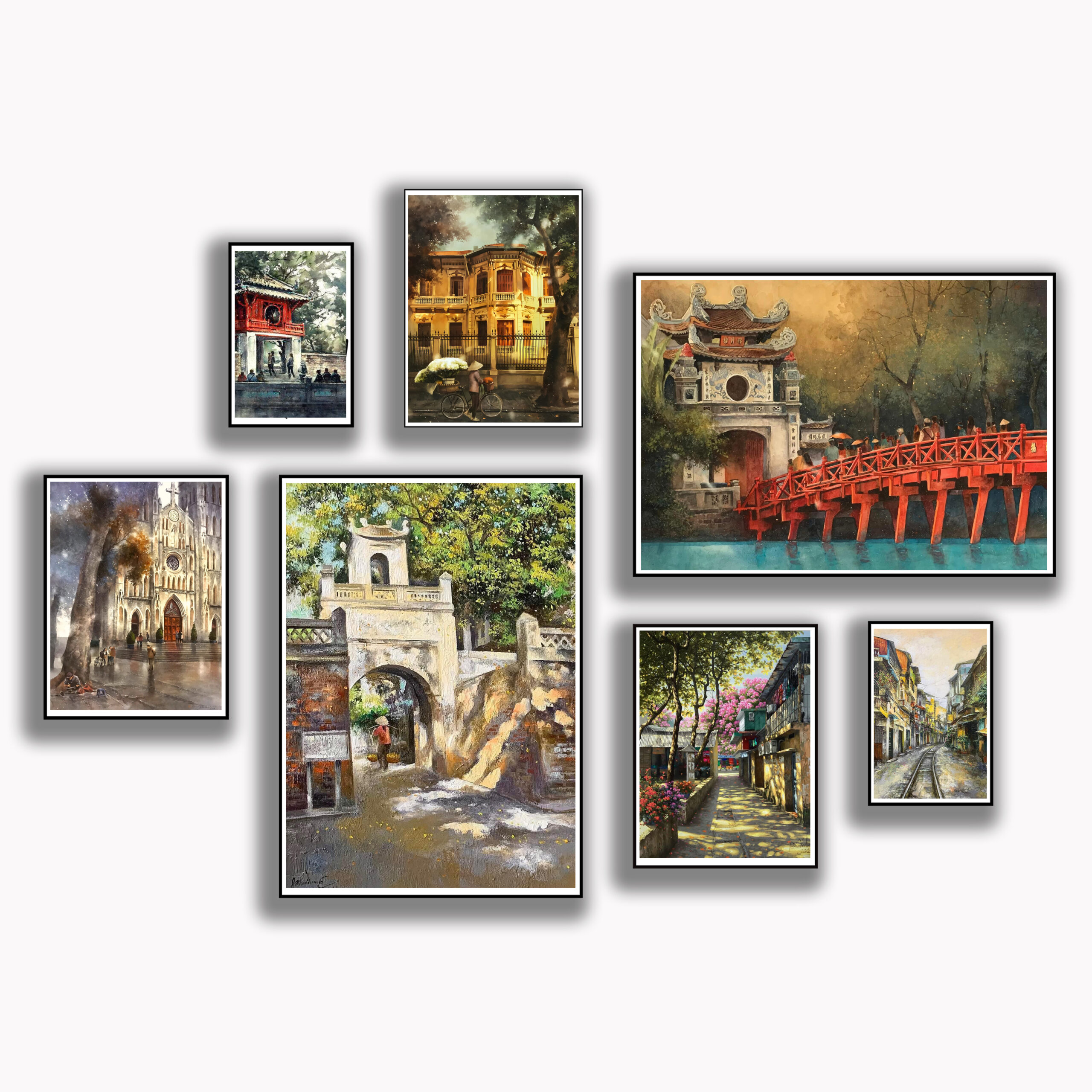 Bộ 7 tranh Hoàn Kiếm Hà Nội PT0703 1 Bộ 7 tranh Hoàn Kiếm Hà Nội PT0703