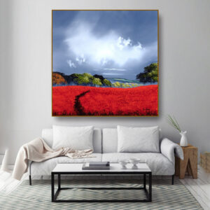 Tranh Cánh Đồng Hoa Đỏ PTR0168