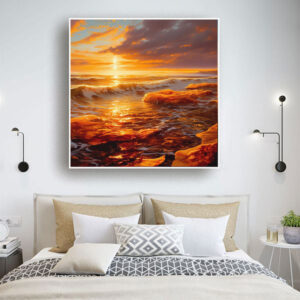 Tranh phong cảnh biển hoàng hôn rực rỡ PTR01176