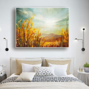 Tranh mặt trời trên cánh đồng lúa mạch PTR01173