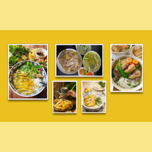 Bộ 5 tranh Phở Gà trang trí nhà hàng quán ăn MS05119