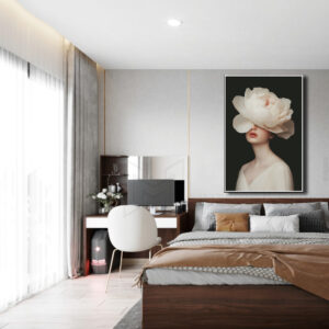 Tranh cô gái đội hoa nghệ thuật PTR01190