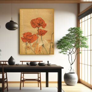 Tranh hoa Anh Túc trang trí phòng theo phong cách Nhật Bản PTR01202