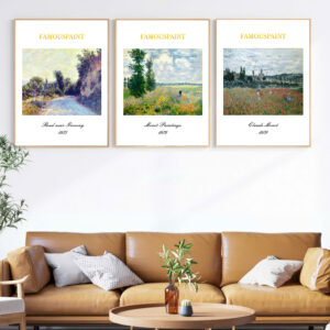 Bộ 3 tranh phong cảnh Châu Âu in sơn dầu PTR0313