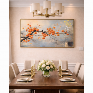 Tranh Cành Hồng Xuân Đất Bình An Lộc Lợi Tiến PTR01233