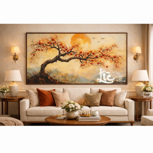 Tranh Chữ Lộc Cây Hồng PTR01244