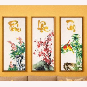 Tranh Thủy Mặc Phúc Lộc Thọ PTR0318