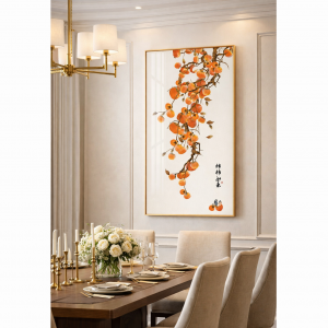 Tranh tráng gương Cành Hồng Trĩu Quả PTR0137