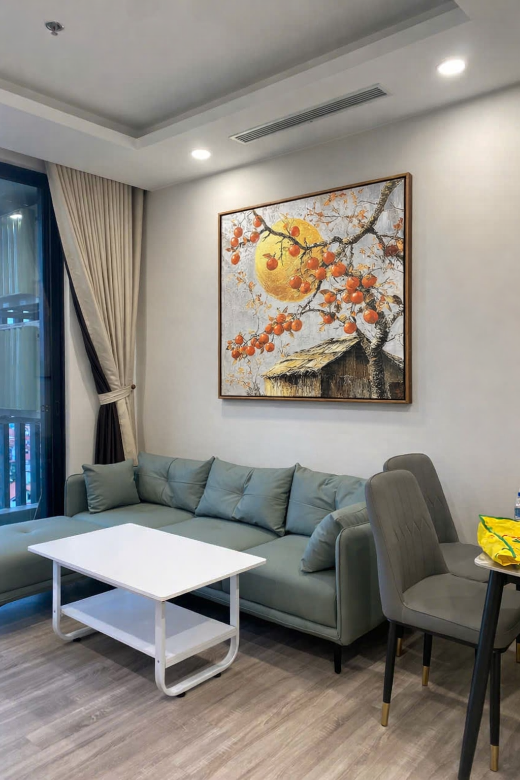 Tranh Kim Nguyệt Hồng Đào PTR01241 3 dm 01 canh hong vuong