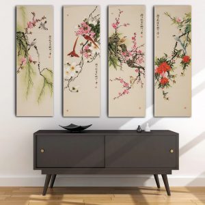 Tranh tứ quý Đào Lan Trúc Cúc PTR0404