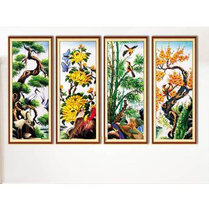 Tranh Tứ Quý Tùng Trúc Cúc Mai PTR0408