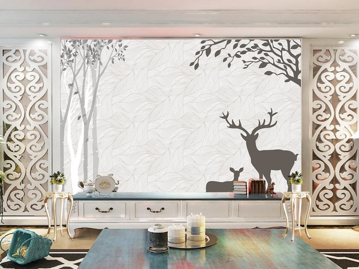 Tranh dán tường trừu tượng hươu TDT882 1
